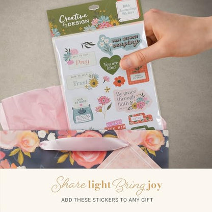 Christian Art Gifts Multicolor Inspirational Scripture Bible Journaling Sticker Sheet Set for Women & Girls: Colorful Pink, Blue & Green Floral Designs, 3 Die-Cut Sheets