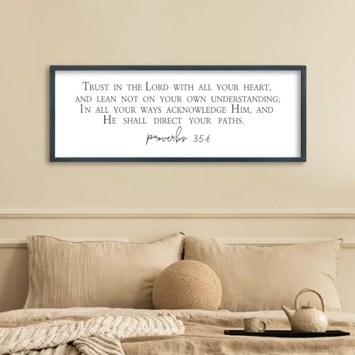 FZMHASLWW Bible Verse Proverbs 3:5-6 Wall Art, 32"x12", Black - color: Bible Verse Proverbs 3:5-6 (Black), size: 32"L x 12"W