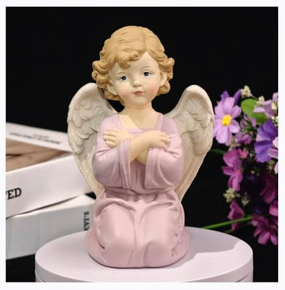 5.32 Inch Praying Angel Figurine, Resin Guardian Statue - size: 5.32"H