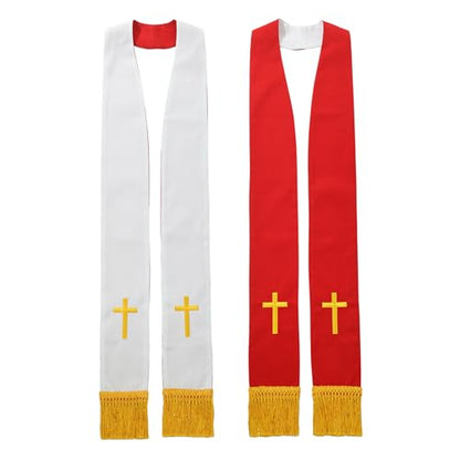 BLESSUME Church Clergy Pastor Reversible Stole - color: Red and White