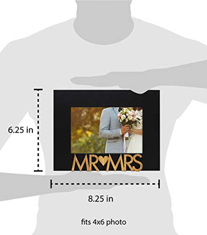 Isaac Jacobs 4x6 Black Wood Sentiments Mr&Mrs Picture Frame - color: Black, size: 4x6