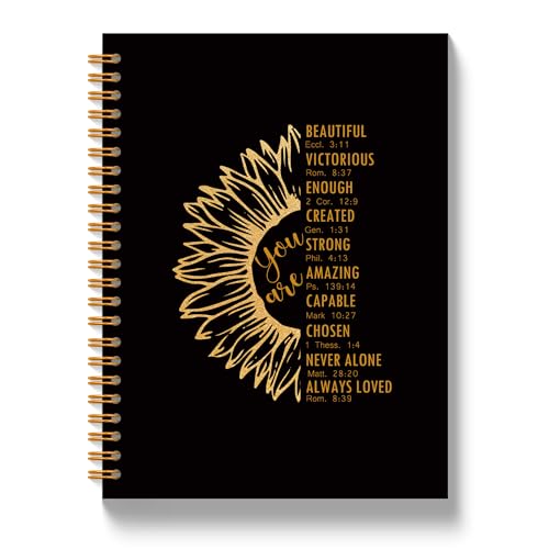 JLLBF Christian Spiral Notebook, Sunflower You Are Bible Notebooks for Note Taking, Christian Gifts for Women, Inspirational Religious Prayer Journal Notebook, 5.5x8.3 Inch - color: You Are