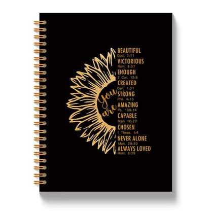 JLLBF Christian Spiral Notebook, Sunflower You Are Bible Notebooks for Note Taking, Christian Gifts for Women, Inspirational Religious Prayer Journal Notebook, 5.5x8.3 Inch - color: You Are