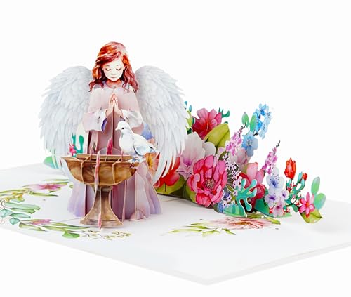 Guardian Angel Sympathy Cards with Envelopes, 3D Get Well Pop Up Cards for Women, Funeral Bereavement Memorial Christmas With Angel (6x8in Pray Angel) - color: Easter Angel