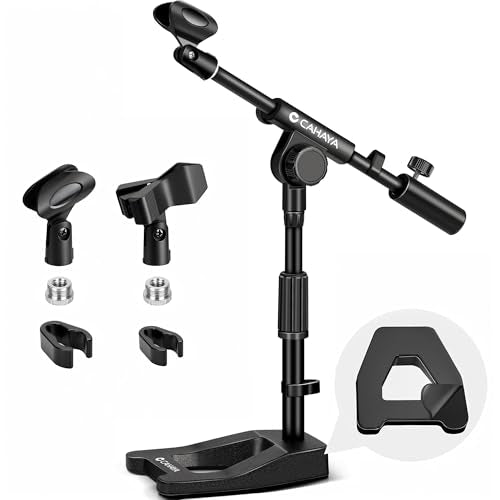 CAHAYA Mic Stand Desk Adjustable Metal Boom Arm Desktop Microphone Mount