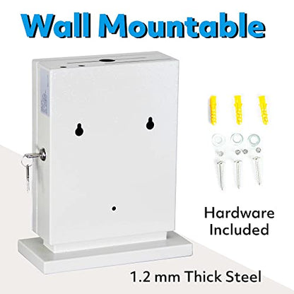 POCHAR Large Metal Suggestion Box With Slot and Lock, Safe Lock Tip Jar - color: White