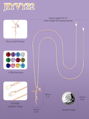 Faith Necklace White/Rose/Gold Birthday Gifts for Wife Her - color: Rose Gold-06-June