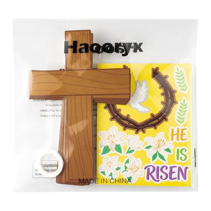 Haooryx Easter Thorns Cross Craft Kit - 28 Pack Make Your Own Jesus Resurrection Cross He is Risen Ornament Jesus Crown of Thorns Faith Thankful Craft for Church Sunday School Christian Easter Party - style: Thorns Cross