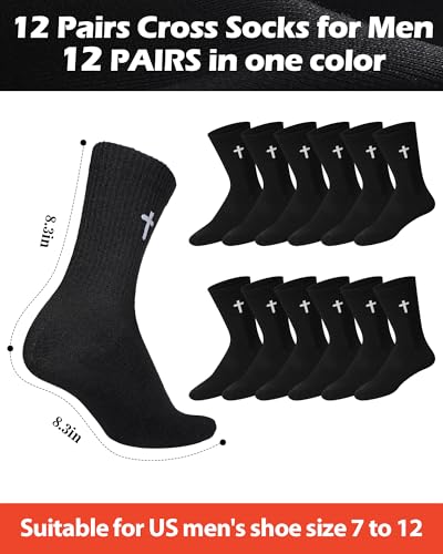 Shihanee 12 Pairs Cross Socks Men Crew - color: Black