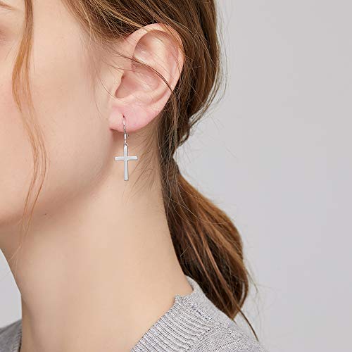 Han han 925 Sterling Silver Cross Earrings for Women and Men - style: B-Dangle cross earrings