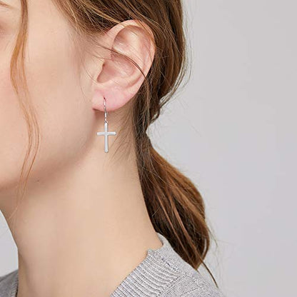 Han han 925 Sterling Silver Cross Earrings for Women and Men - style: B-Dangle cross earrings