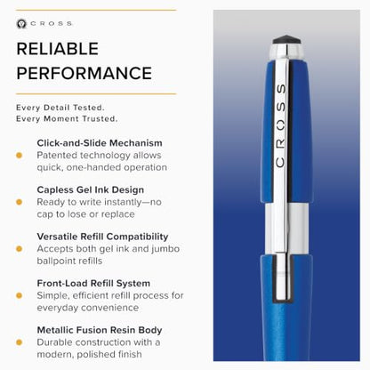 Cross Edge Nitro Blue Gel Rollerball Pen, Medium Point, Black Ink - color: Nitro Blue