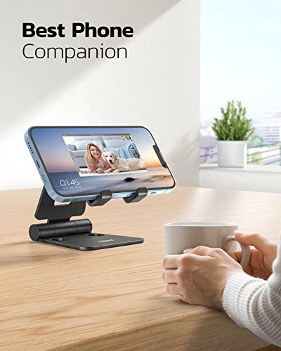 Nulaxy 2 Pack Aluminum Dual Folding Cell Phone Stanr for Desk, Black&Black - color: C-Black