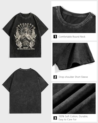 BAPHITY Mens Streetwear Crew Neck Cotton Graphic T Shirt - color: Black Faith, size: Small