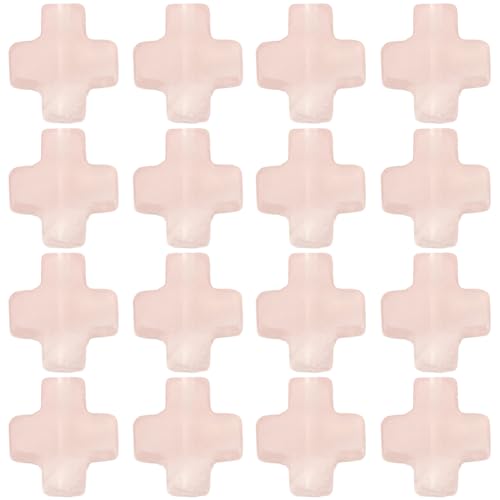 SUNNYCLUE 1 Box 36pcs Stone Cross Beads Pink Cross Beads Rose Quartz Easter Holiday Rosary Small Pocket Tiny Gemstones Crosses Crucifix Bead for Jewelry Making Christmas Beaded Bracelet Necklace - color: Pink