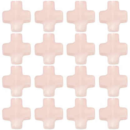 SUNNYCLUE 1 Box 36pcs Stone Cross Beads Pink Cross Beads Rose Quartz Easter Holiday Rosary Small Pocket Tiny Gemstones Crosses Crucifix Bead for Jewelry Making Christmas Beaded Bracelet Necklace - color: Pink