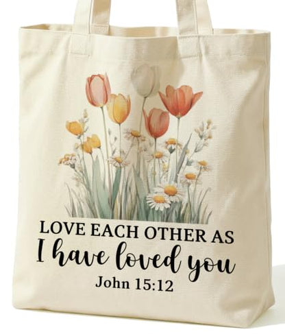 Christian Bible Verse Tote Bag for Women Faith Church - color: Love