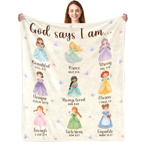 Christian Gifts for Girls God Says I Am Princess Blanket for Girls 40"x50" - color: God Says - Princess 02, size: 40"x50"