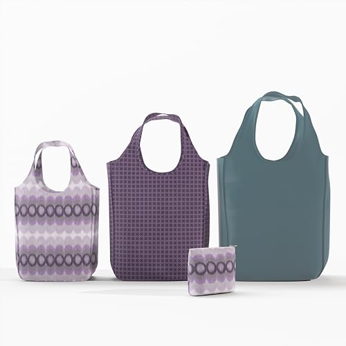 Pure Sage Reusable Grocery Bag - Stylish Shopping Bags for Groceries - Foldable Tote Bag - color: Purple