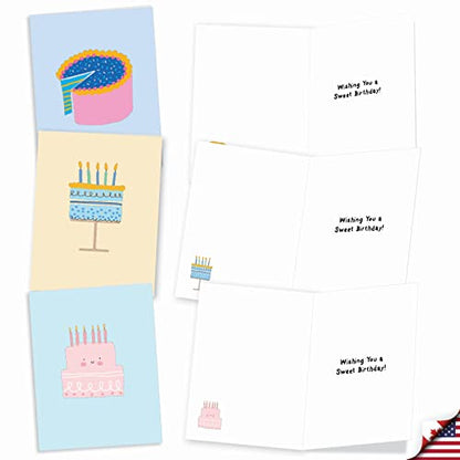 Best Card Co 20 Mini Birthday Boxed Notecards Cakes AM9274BDG-B2x10 - style: Happy Cakes