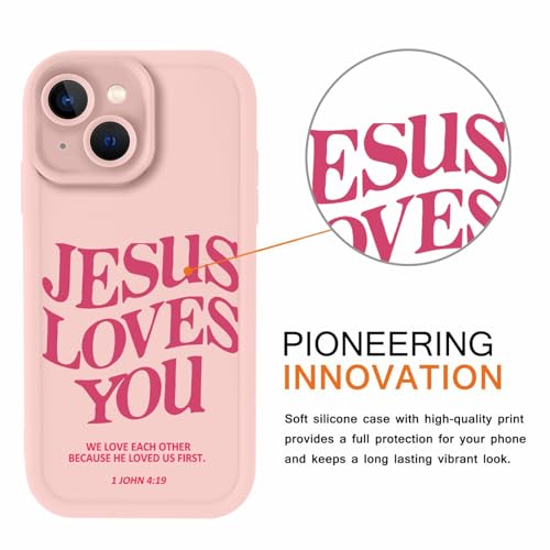 for iPhone 14 6.1'' 2 Pack Cute Christian Jesus Phone Case - color: Pink & Brown Jesus Faith Slogan, size: iPhone 14