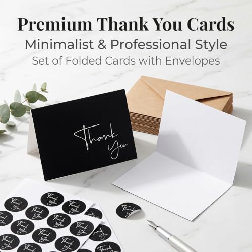 100 Pack Thank You Cards with Envelopes & Stickers - Thank You Notes - color: Black