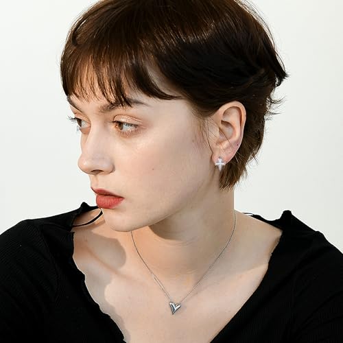 14K Gold Huggie Earrings for Women Silver Huggie Hoop Earrings Cubic Zirconia Huggie Earrings Stud Earrings Lightweight Dainty Hypoallergenic Earrings Jewelry Gifts - color: Silver Cross CZ Huggie Earrings