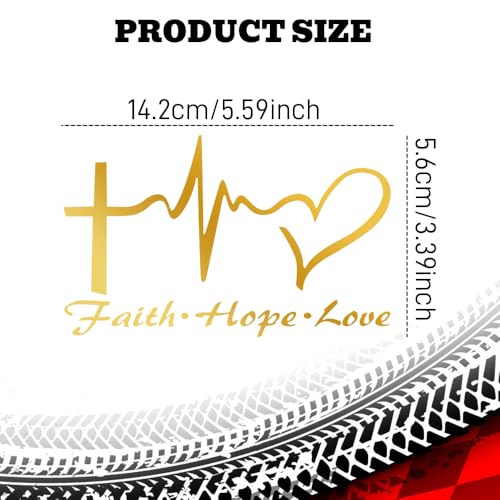 Hope Faith Love Heart Car Decal Stickers, Jesus Cross Vinyl Sticker, Gold - color: Gold