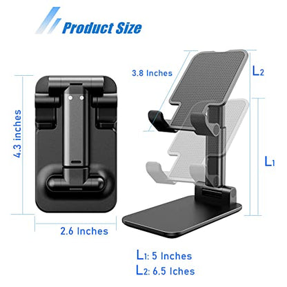 Phone Stand for Desk, Cell Phone Holder Cute Smart Cellphone Stand Foldable Stands Compatible with Under 8" Devices, Office Accessories, Deep Black - color: F-Deep Black