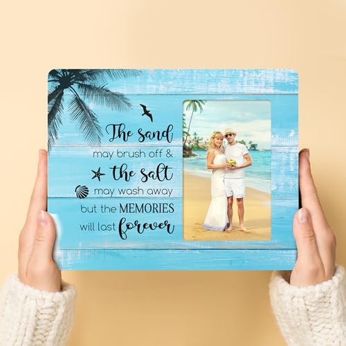 Beach Picture Frame Gifts for Couples, Trip Vacation Wooden Picture Frames, 4x6 inch Photo - color: Maroon
