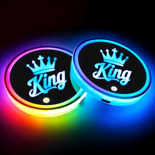 King Car LED Cup Holder Lights Vibration Sensor Cups Coasters - color: King
