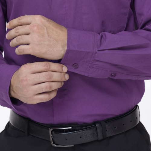 Men's Long Sleeve Clergy Shirt Tab Collar - color: Purple, size: XX-Large