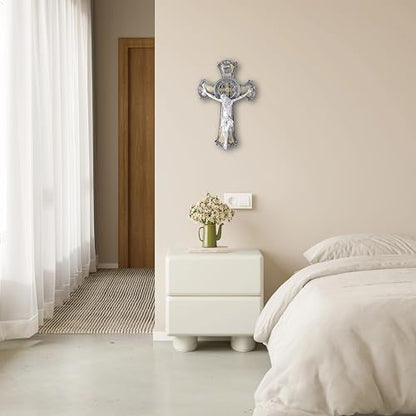 Taprion Crucifix Wall Cross - Saint Benedict Resin Wall Art - 10 Inch