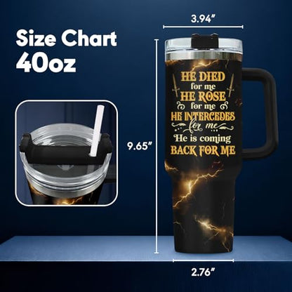 34HD Christian Lion Faith 40 oz Tumbler with Handle, Faith Gift - color: Christian God