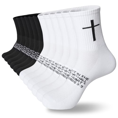 6 Pairs Christian Cross Socks Prayer Stockings with Bible Verse for Church & Daily Wear Christian Gift for Christmas - color: Proverbs 3:5 - White/Black