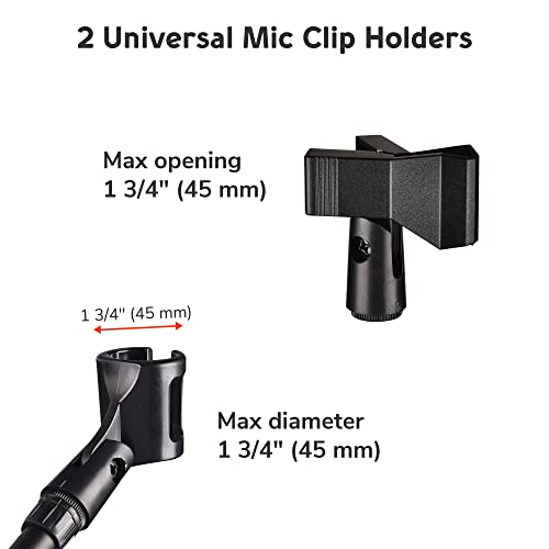 AW 6pcs Boom Mic Stand Floor Adjustable Height Mic Tripod Stand w/ 2 Mic - color: Black-2 Mic Clips, size: 6 pcs