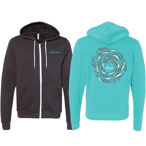 The Chosen Against The Current Hoodie – Unisex Fleece Sweatshirt | Faith Symbol Thirteen Fish Design | TV Series Inspired - color: Black, size: Large