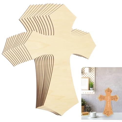 STARVAST 20 PCS 12 Inch Unfinished Wood Cross, Cross Shaped Wood Pieces for Wooden Craft DIY Projects, Halloween and Christmas Decorations
