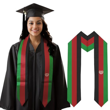 Graduation Satin Sash Scarf 72" Stole - color: Afghanistan Flag