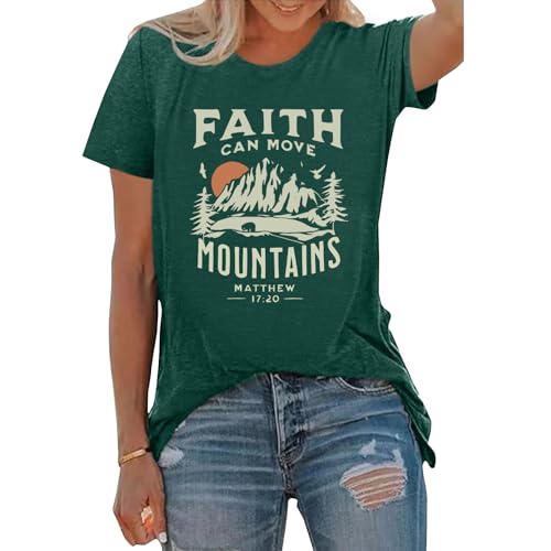 BLACKOO Women Graphic T-Shirts Cute Tees Summer Causal Tops - color: Heather Forest, size: Small