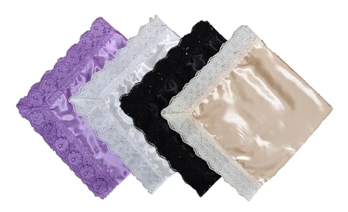 5pc 26'' lap scarf silk feeling fabric lap scarves with lace trims lap handkerchief lap covers lap skirts for women in church - color: White