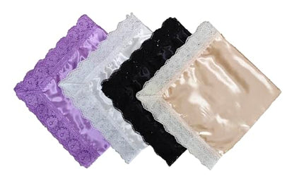 5pc 26'' lap scarf silk feeling fabric lap scarves with lace trims lap handkerchief lap covers lap skirts for women in church - color: White