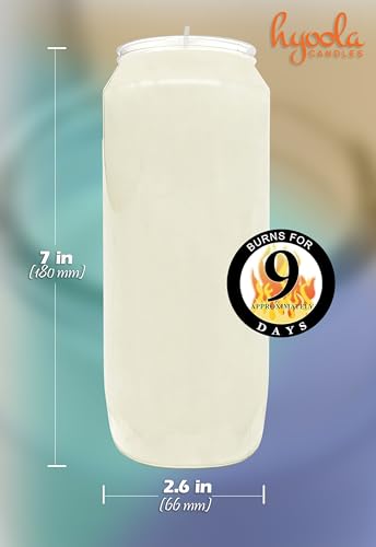 Hyoola 9 Day Prayer Candles 7 inch Tall Pillar Candles for Religious, Memorial, Party Decor, Vigil and Emergency Use - Vegetable Oil Wax in Plastic Jar Container, White (Pack of 3) - size: 3 Pack
