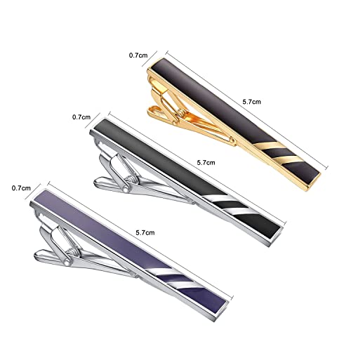 3Pcs Skinny Tie Clip Set Fancy Tie Clips For Men Unique - color: Skinny 3 Colors Set