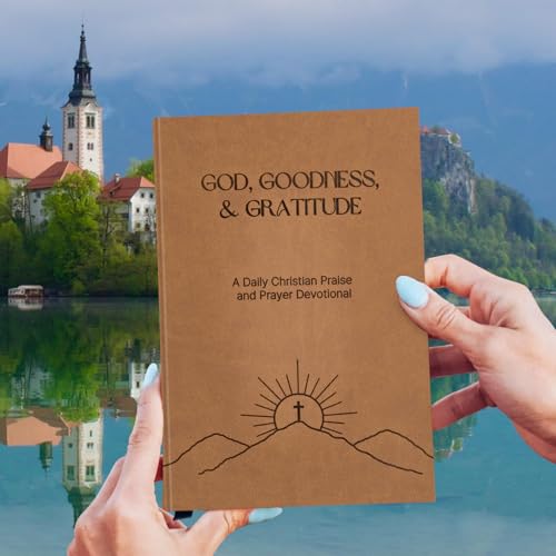 Christian Devotional Journal - God, Goodness & Gratitude - 2026 Faith-Based Gratitude and Prayer Journal for Daily Prayers, Bible Study, and Spiritual Growth - Light Brown Leather Hardcover - color: Light Brown