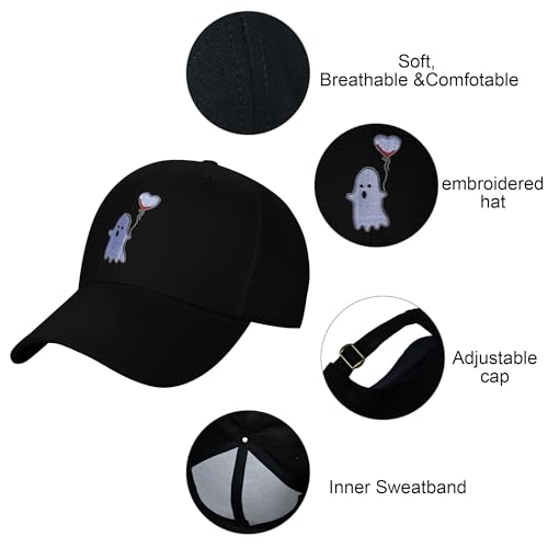 Embroidered Baseball Cap for Women Men Adjustable Baseball Hat Black Baseball Cap Trucker Hat - color: Ghost