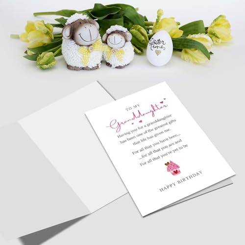Nchigedy Happy Birthday Cards for Granddaughter, Granddaughter Poem Birthday Card, Granddaughters Bday Card from Grandma Grandpa - color: #18