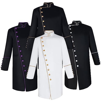 Men's Cassock Choir Short Cassock Minister Robe Clergy Pulpit Liturgical Church Top Coat - color: Purple, size: X-Small