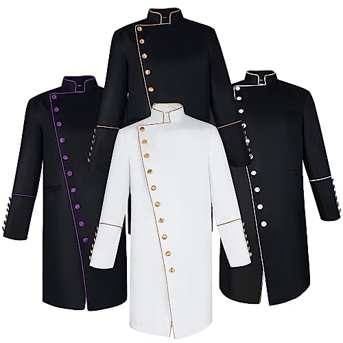 Men's Cassock Choir Short Cassock Minister Robe Clergy Pulpit Liturgical Church Top Coat - color: Purple, size: 3X-Large