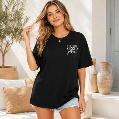 Christian Shirts for Women God Jesus Faith Shirt God Got Me Religious Tshirts Bible Verse Cross Graphic Tees Tops - color: Black, size: Medium